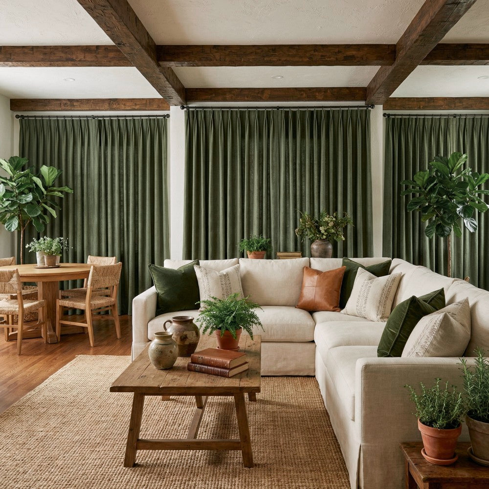 Evan Soft Linen Blend Herringbone Textured Curtains