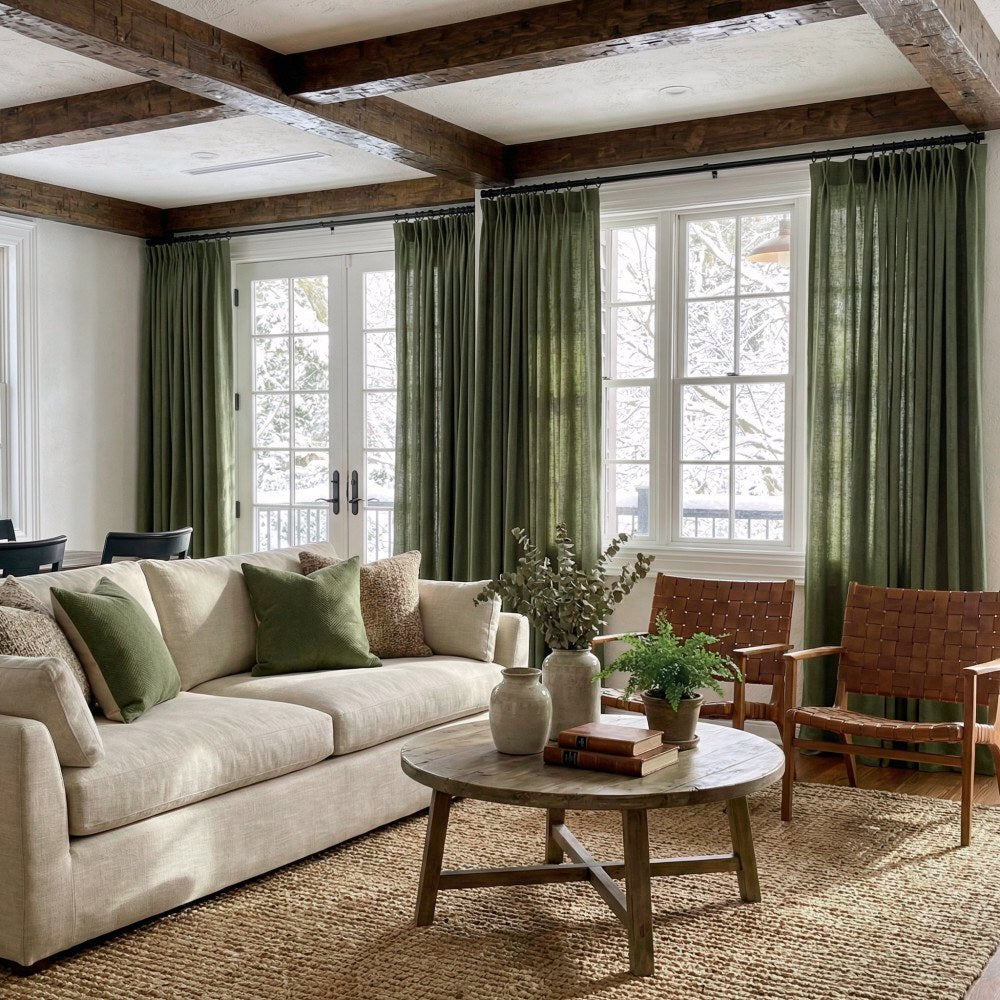 Evan Soft Linen Blend Herringbone Textured Curtains