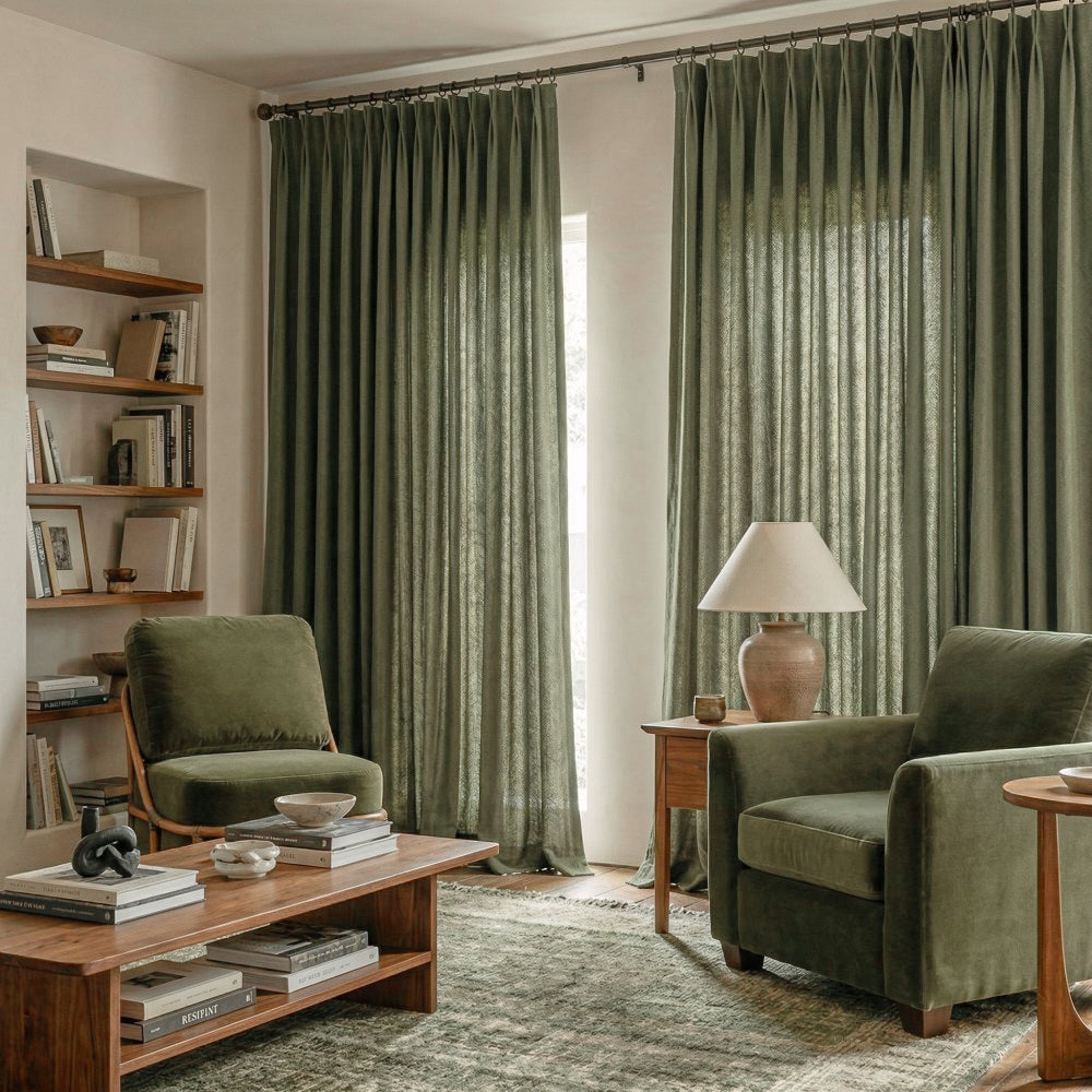 Evan Soft Linen Blend Herringbone Textured Curtains