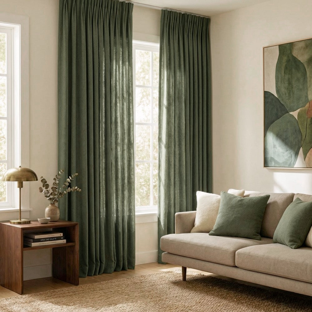 Evan Soft Linen Blend Herringbone Textured Curtains