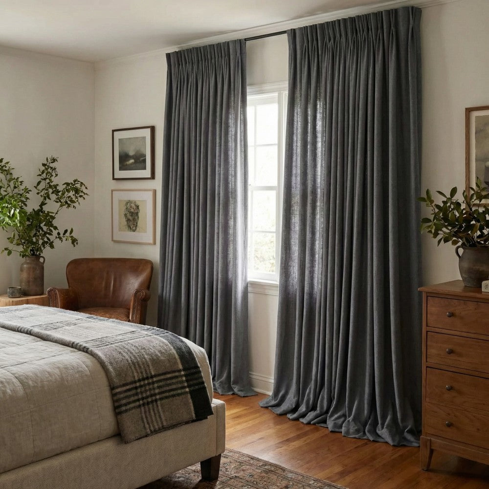 Evan Soft Linen Blend Herringbone Textured Curtains