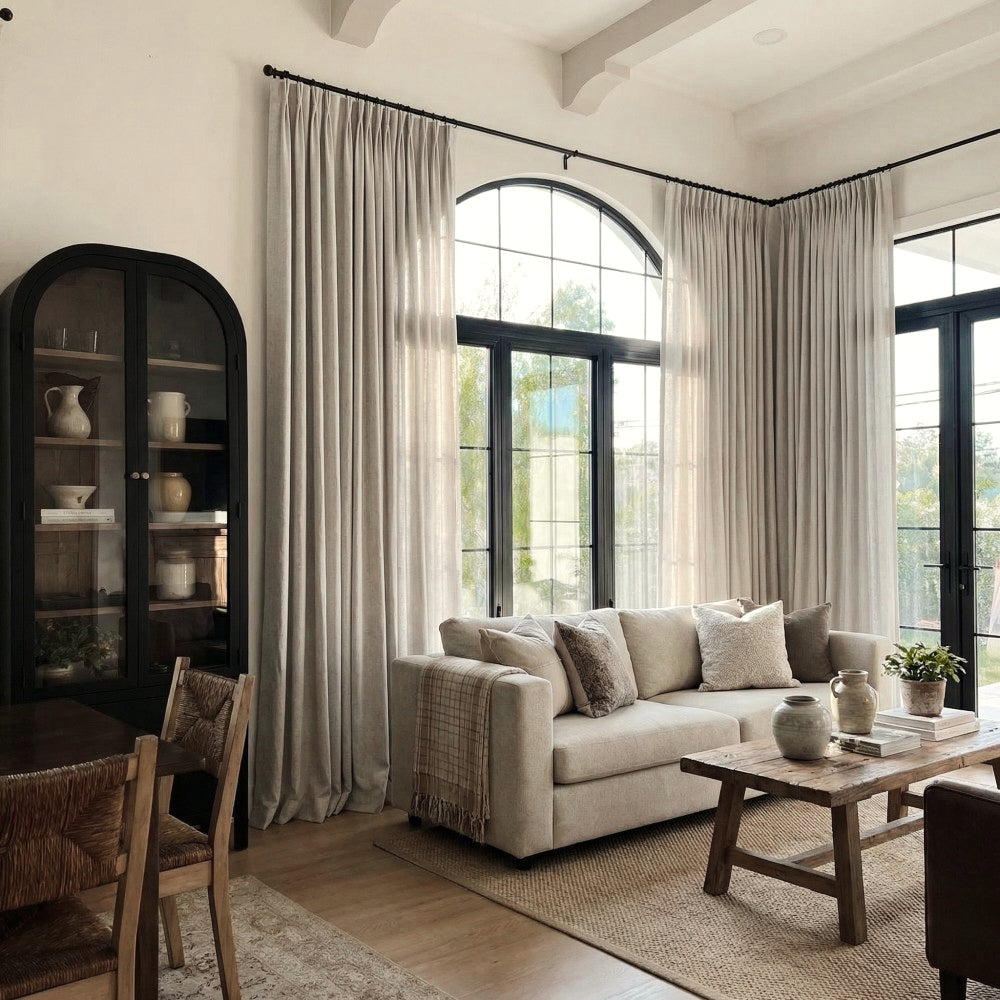 Evan Soft Linen Blend Herringbone Textured Curtains