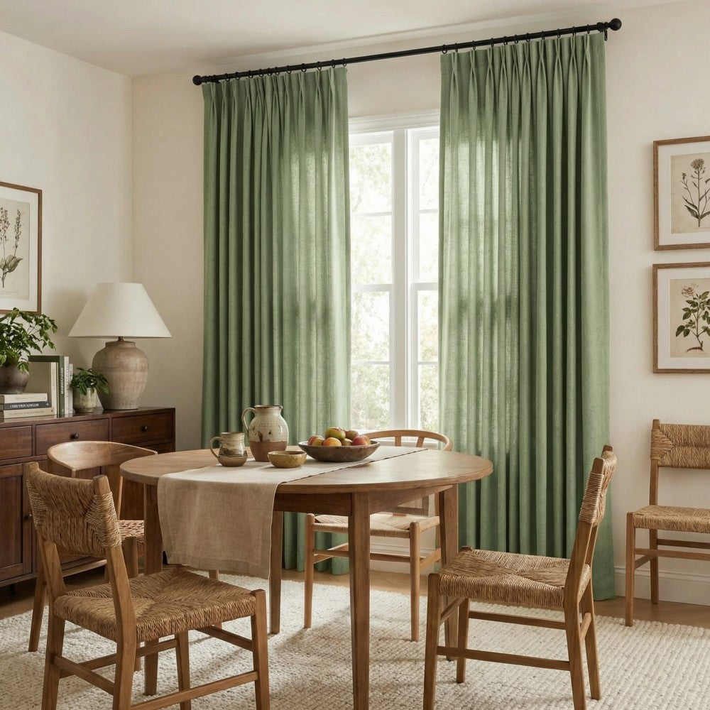 Evan Soft Linen Blend Herringbone Textured Curtains