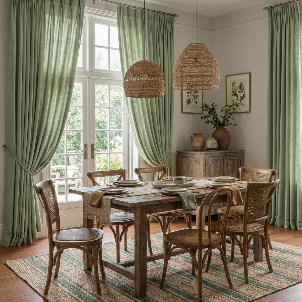 Evan Soft Linen Blend Herringbone Textured Curtains