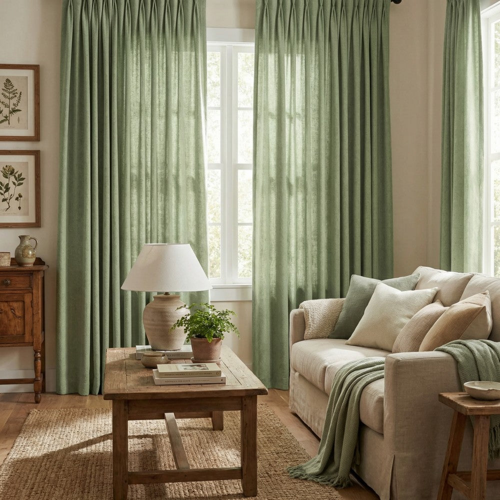 Evan Soft Linen Blend Herringbone Textured Curtains