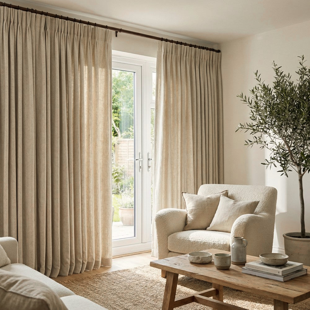 Evan Soft Linen Blend Herringbone Textured Curtains