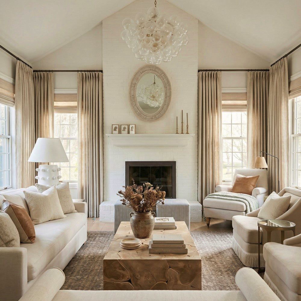 Evan Soft Linen Blend Herringbone Textured Curtains