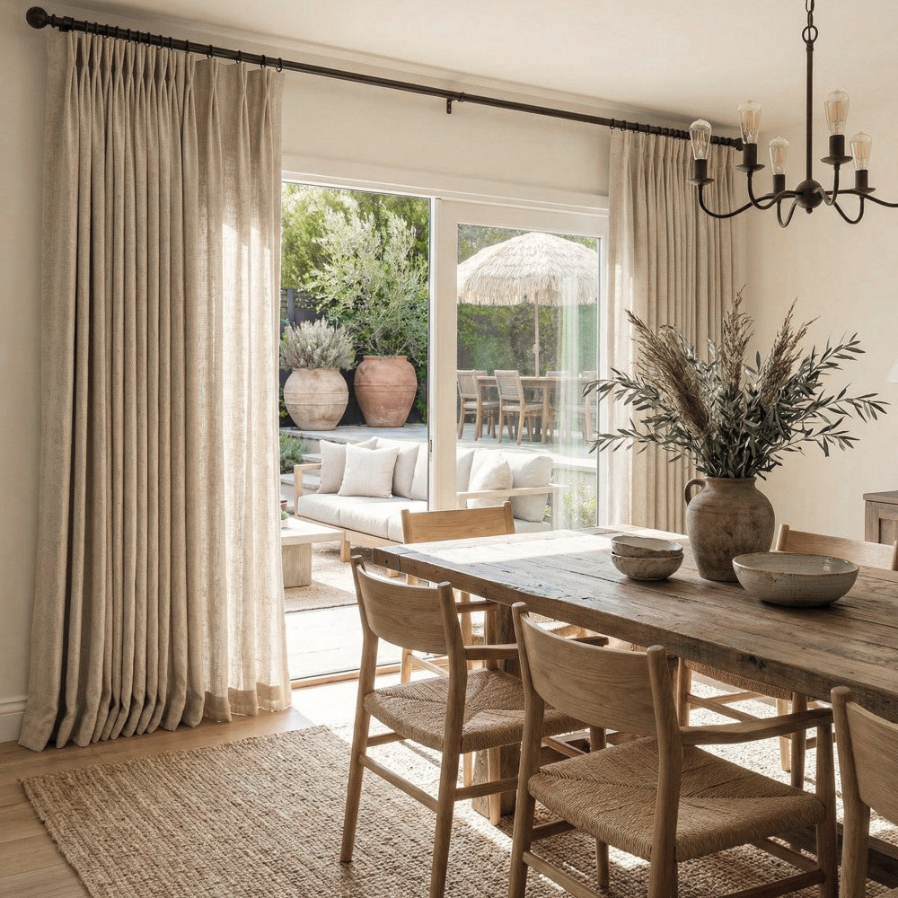 Evan Soft Linen Blend Herringbone Textured Curtains