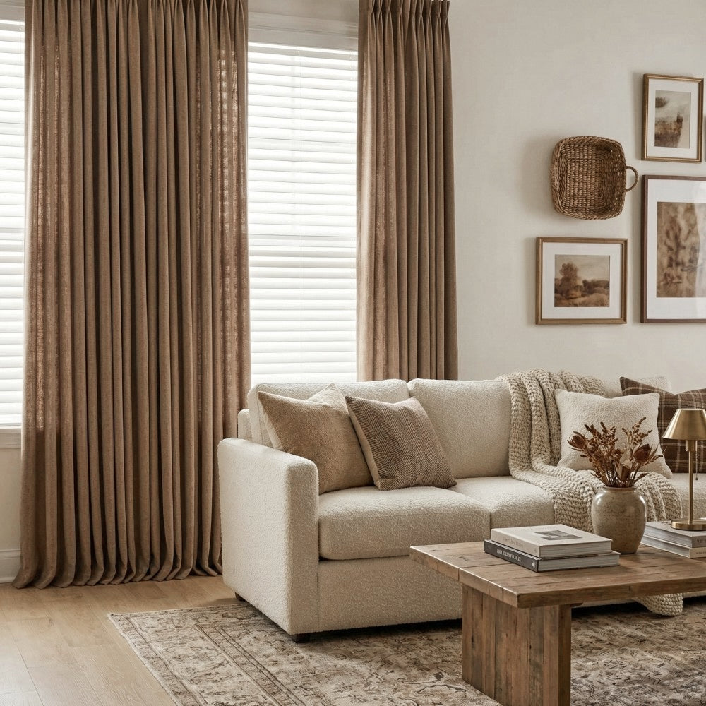 Evan Soft Linen Blend Herringbone Textured Curtains