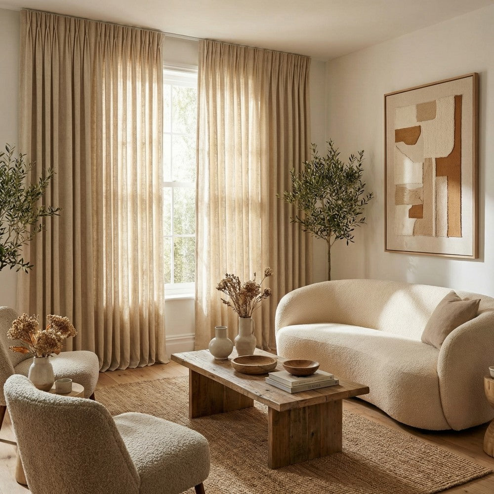 Evan Soft Linen Blend Herringbone Textured Curtains