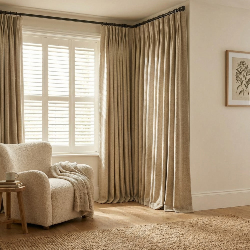 Evan Soft Linen Blend Herringbone Textured Curtains