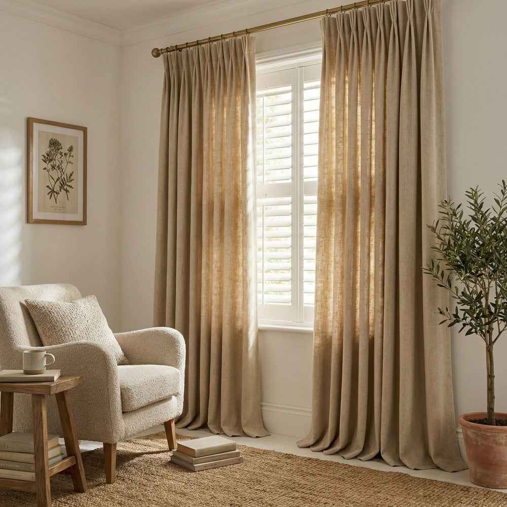Evan Soft Linen Blend Herringbone Textured Curtains