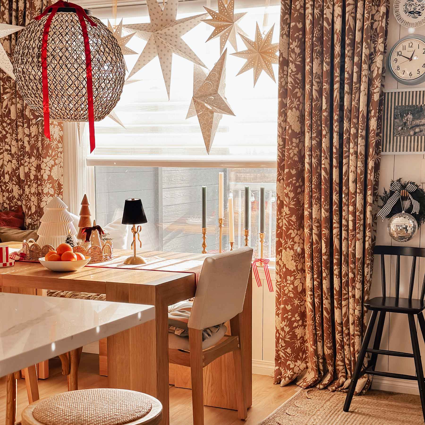 Faiga Vintage Style Brown Floral Jacquard Curtains