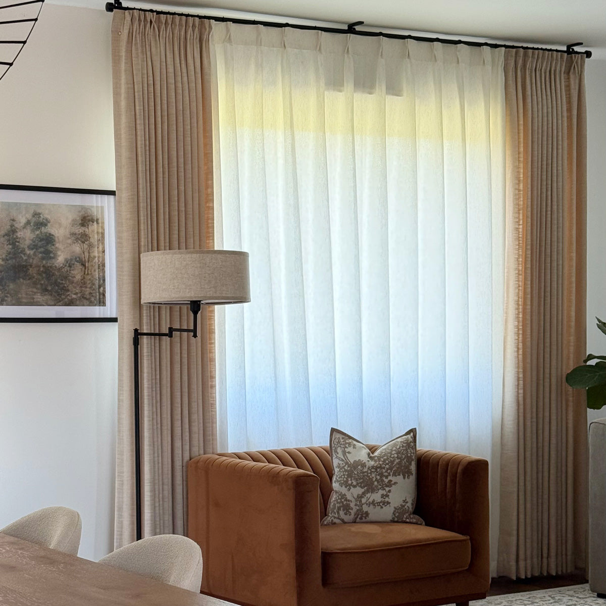 Rideaux transparents en lin coton texturé bouleau subtil Faye