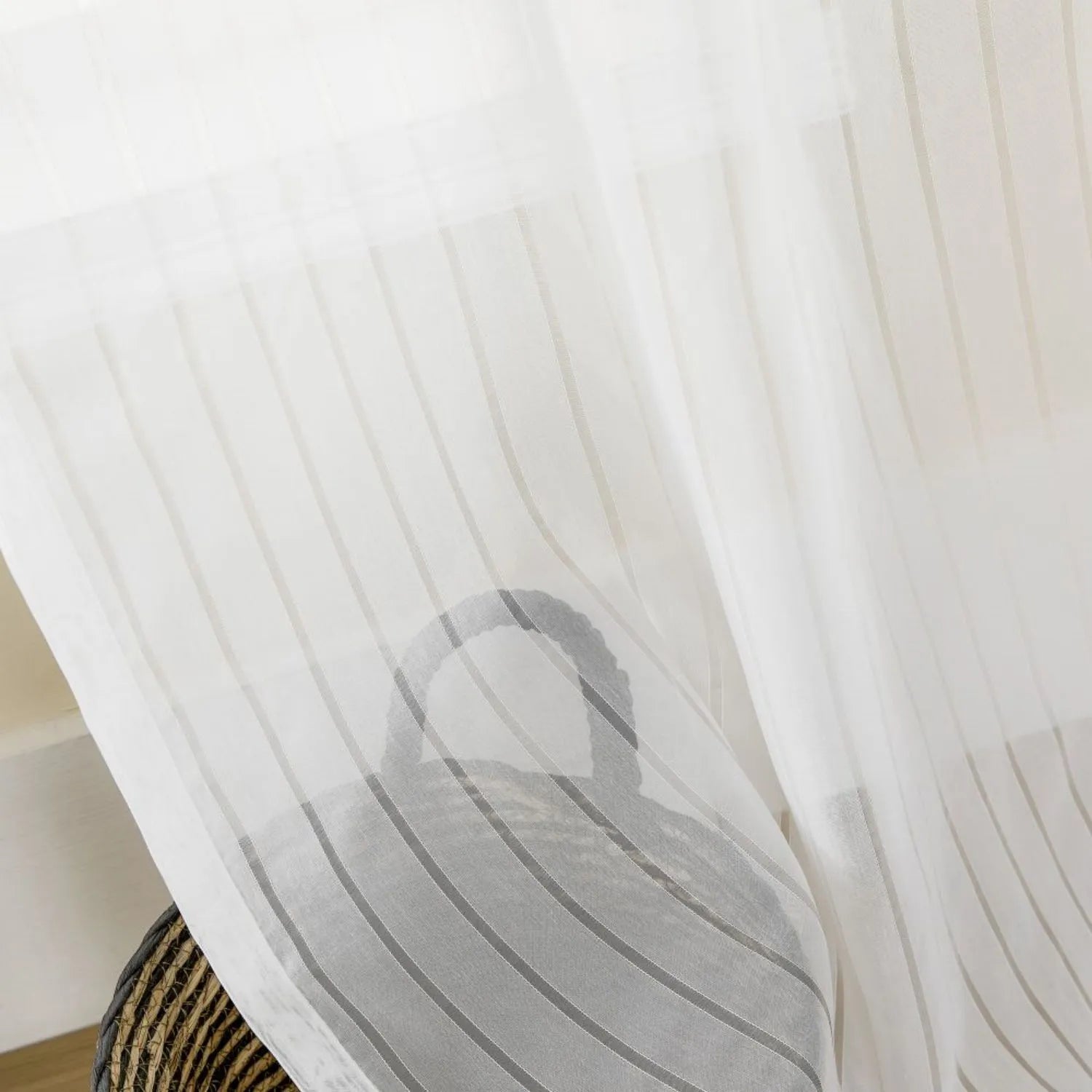 Fiadh White Vertical Striped Sheer Curtains