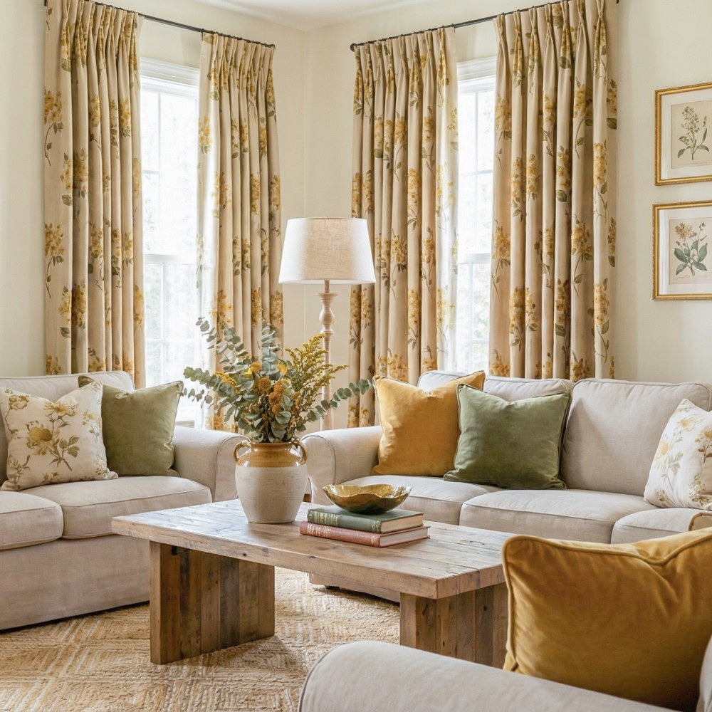 Florence Cherry Floral Room Darkening Curtains