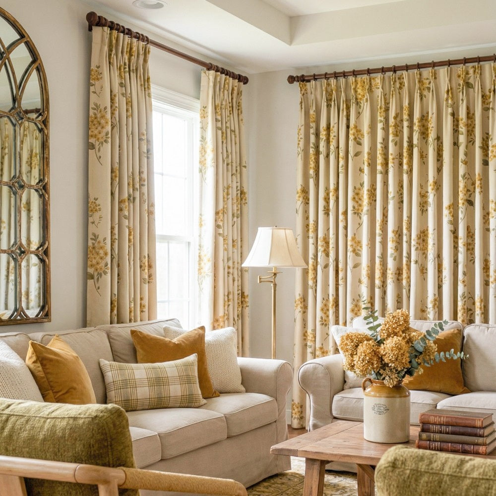 Florence Cherry Floral Room Darkening Curtains