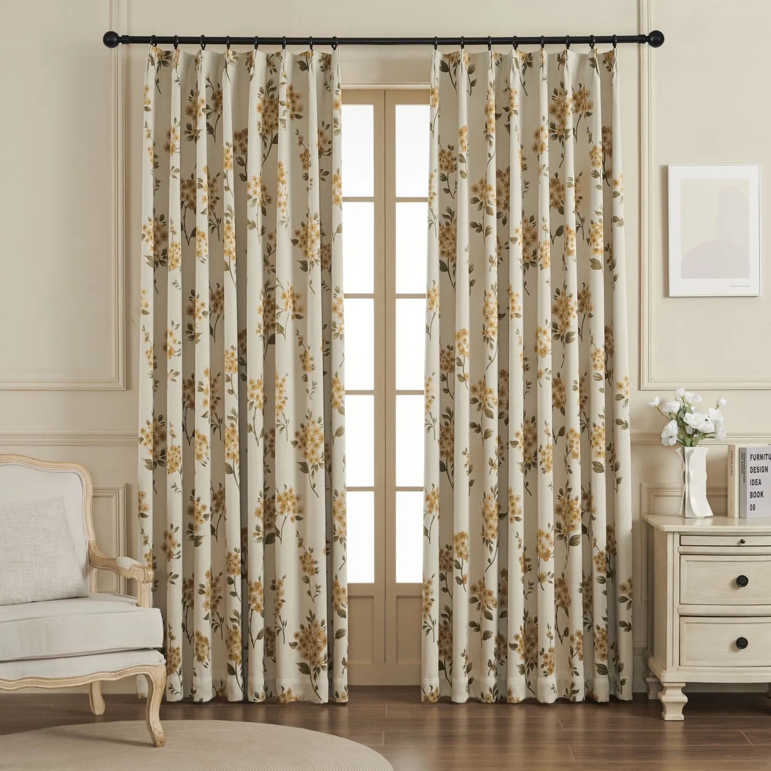 Florence Cherry Floral Room Darkening Curtains