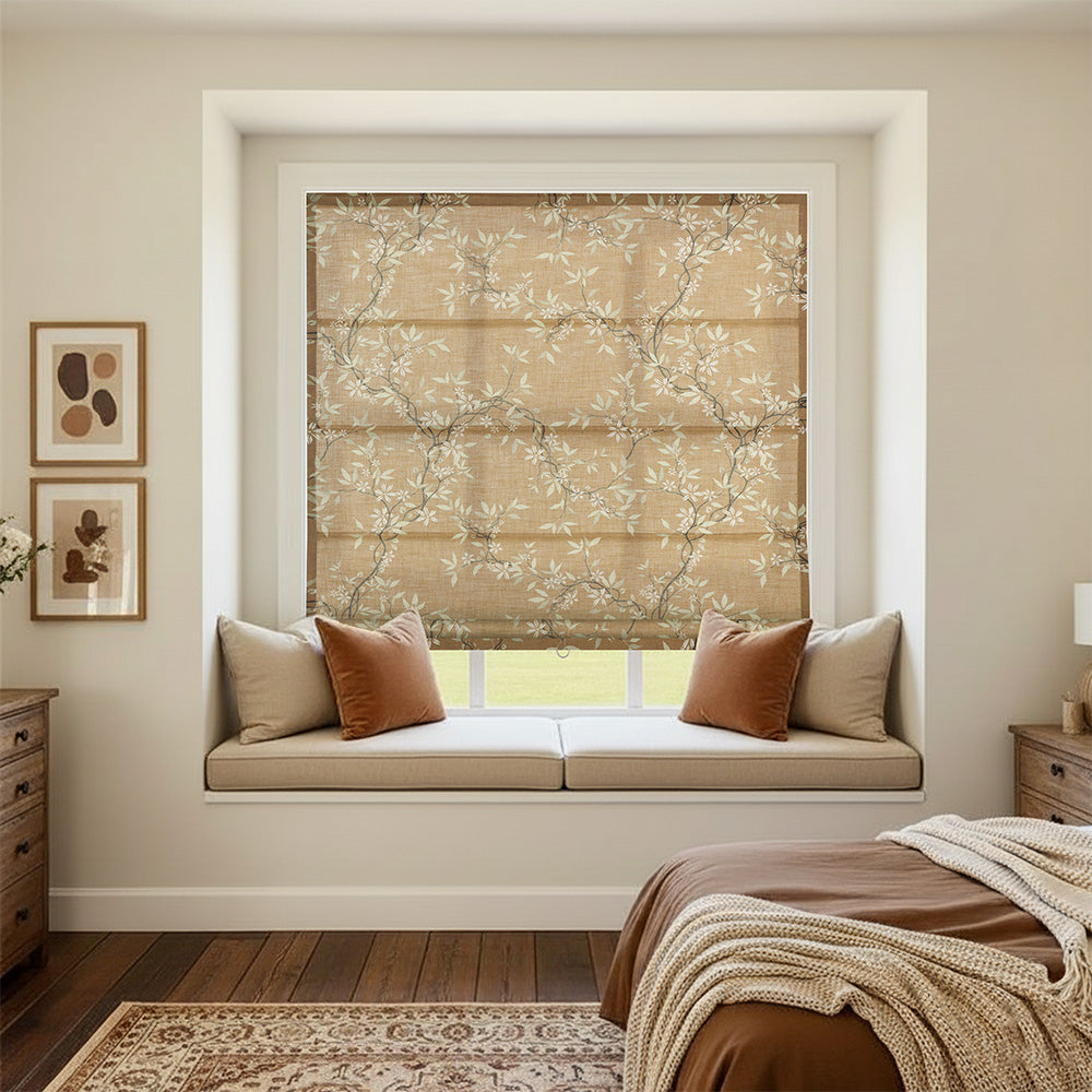 Gina Beige Floral Roman Shade