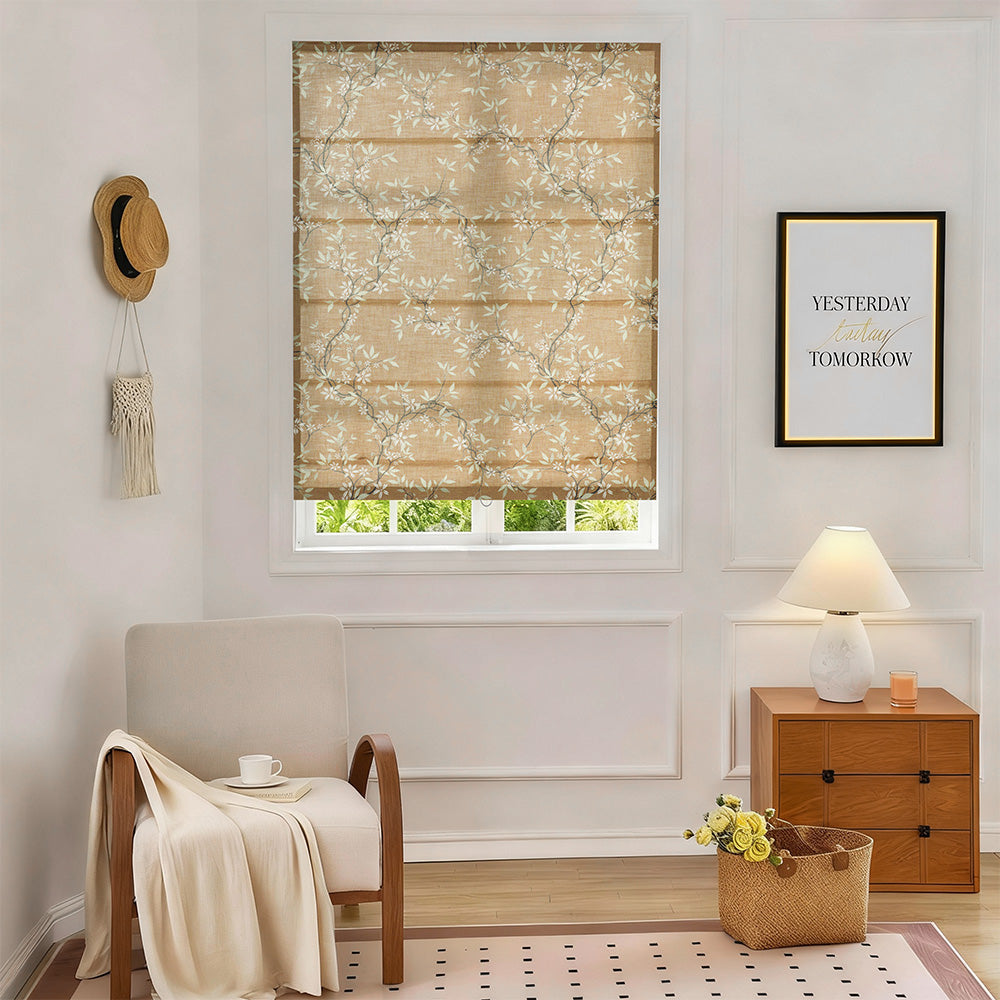Gina Beige Floral Roman Shade