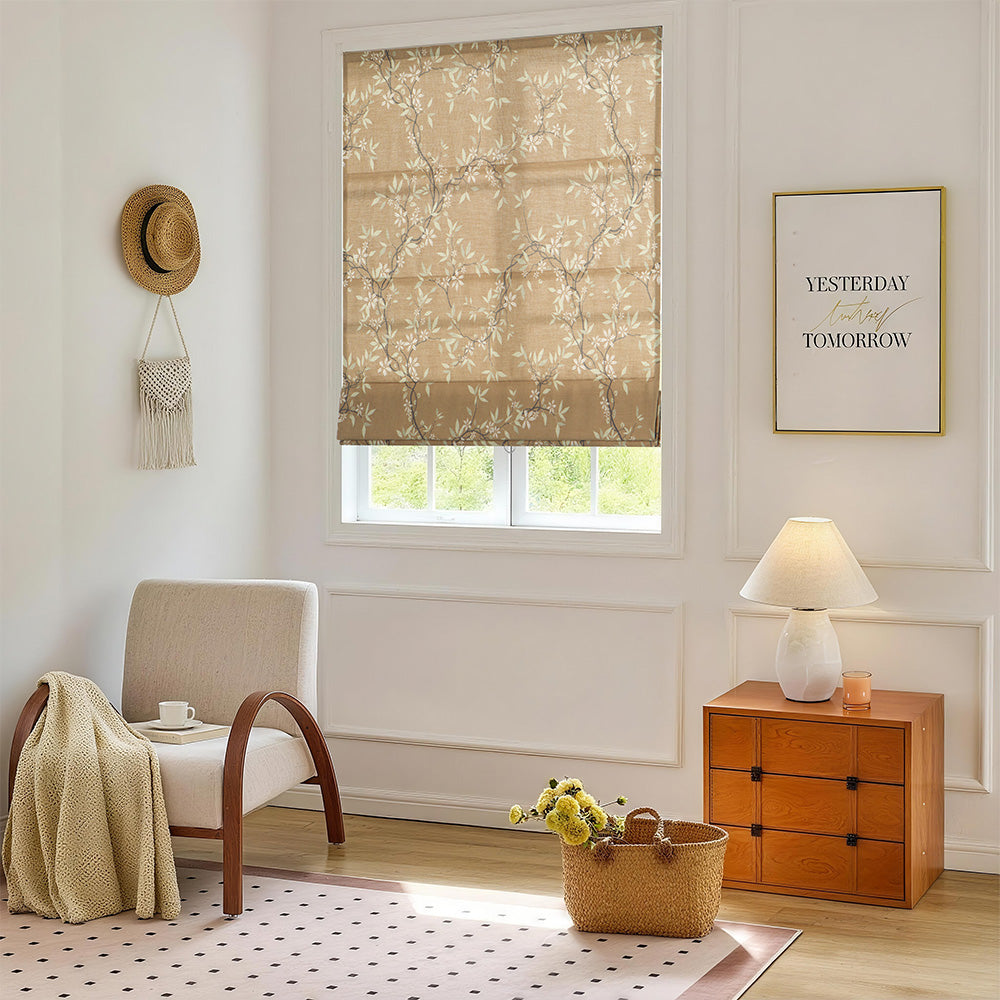 Gina Beige Floral Roman Shade