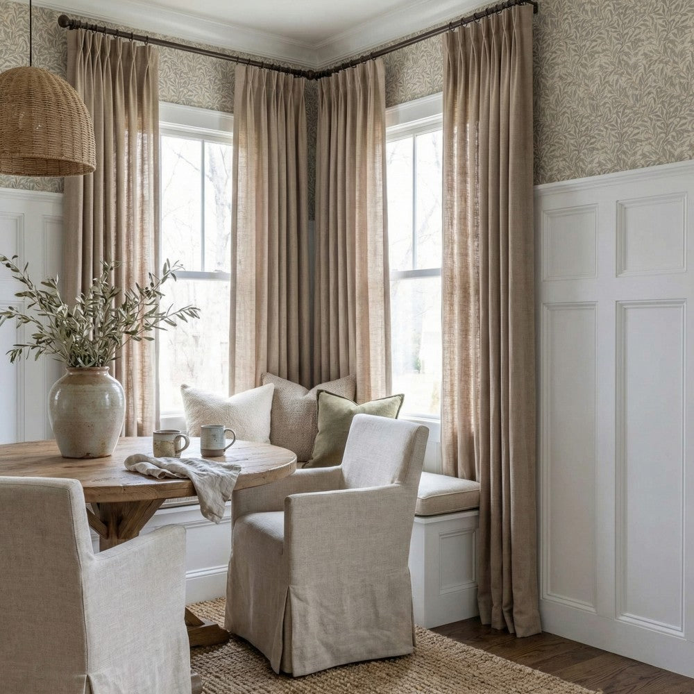 Grasso Green 100% Linen Sheer Curtains