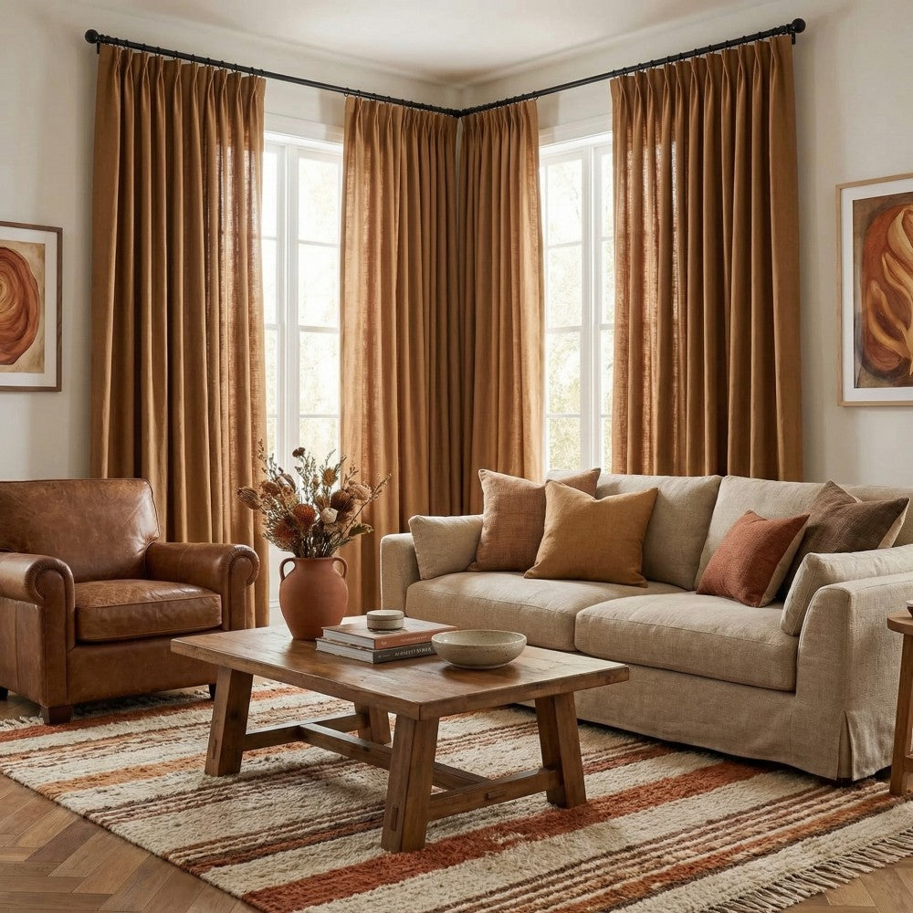 Grasso Green 100% Linen Sheer Curtains