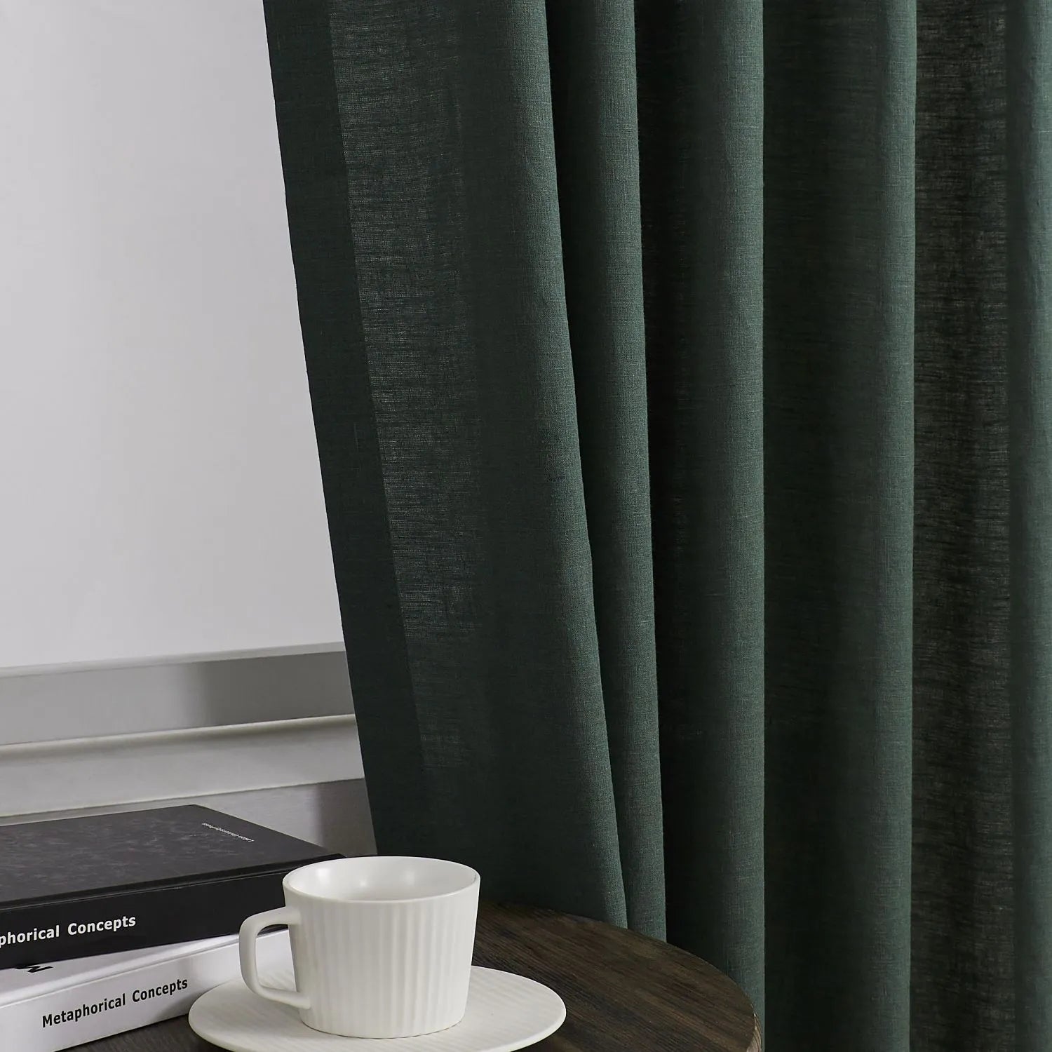 Grasso Green 100% Linen Sheer Curtains