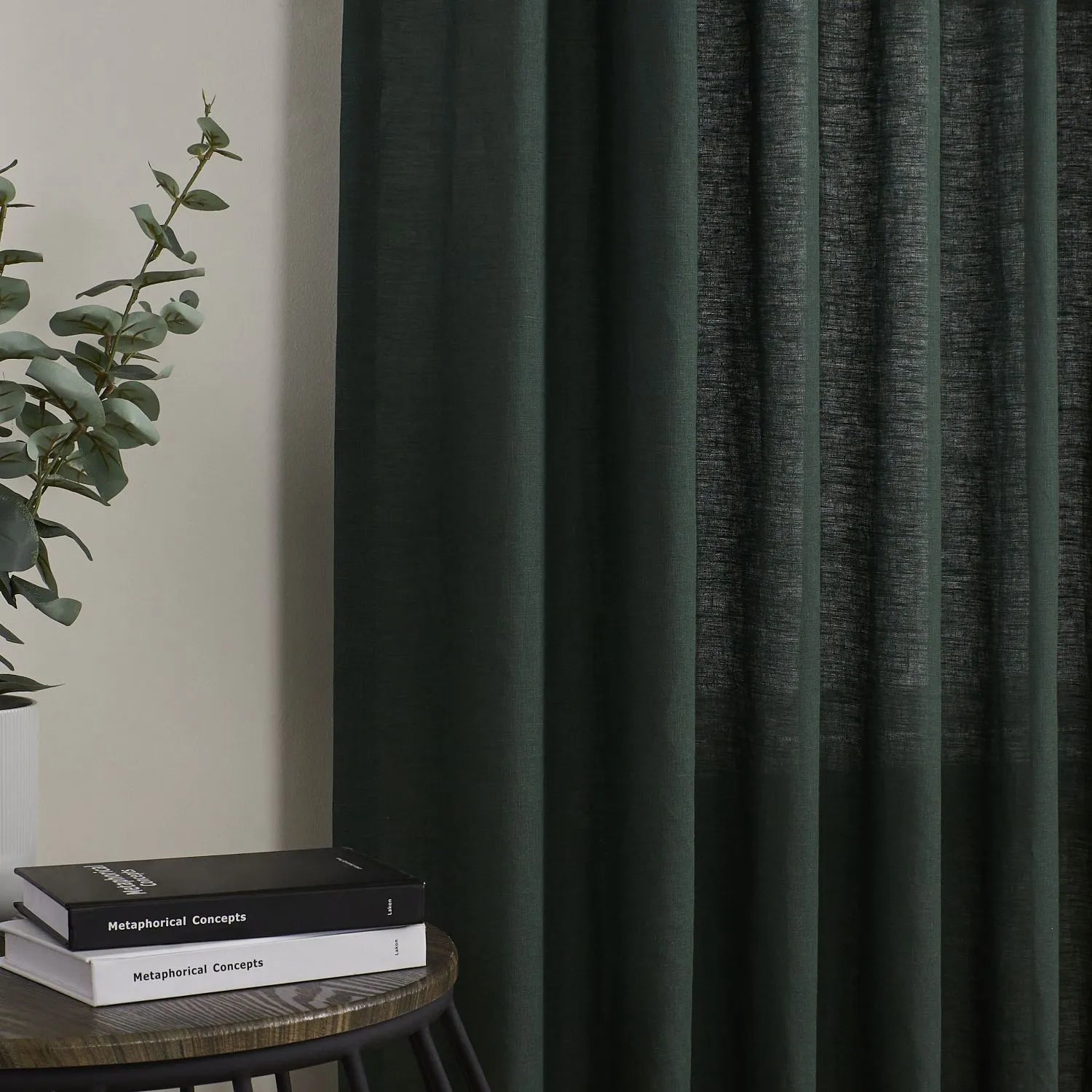 Grasso Green 100% Linen Sheer Curtains
