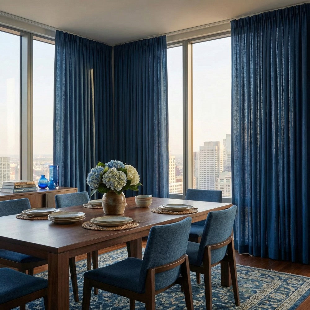 Grasso Green 100% Linen Sheer Curtains