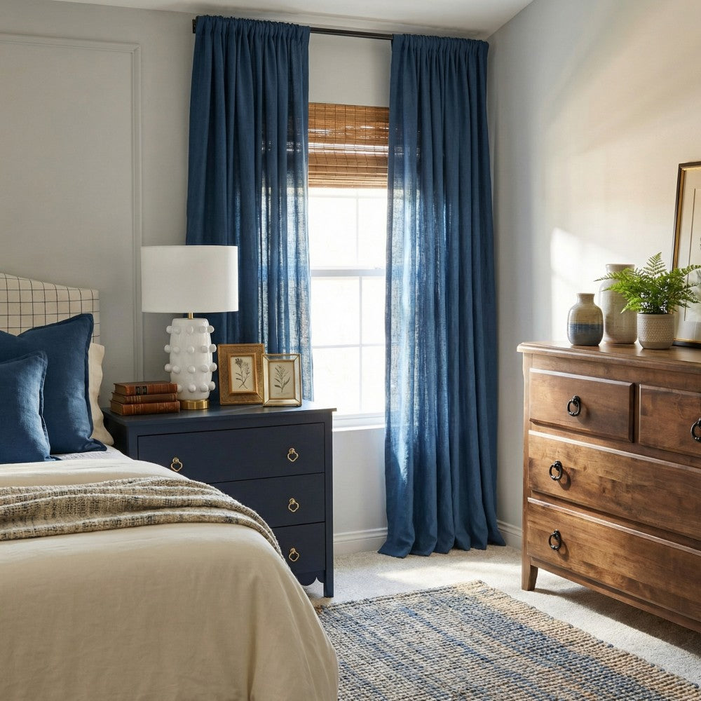 Grasso Green 100% Linen Sheer Curtains