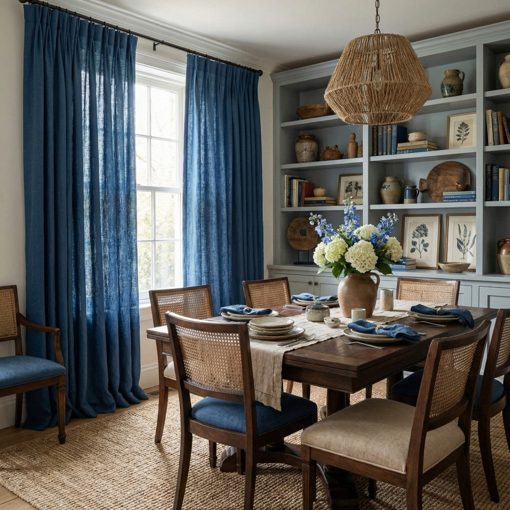 Grasso Green 100% Linen Sheer Curtains