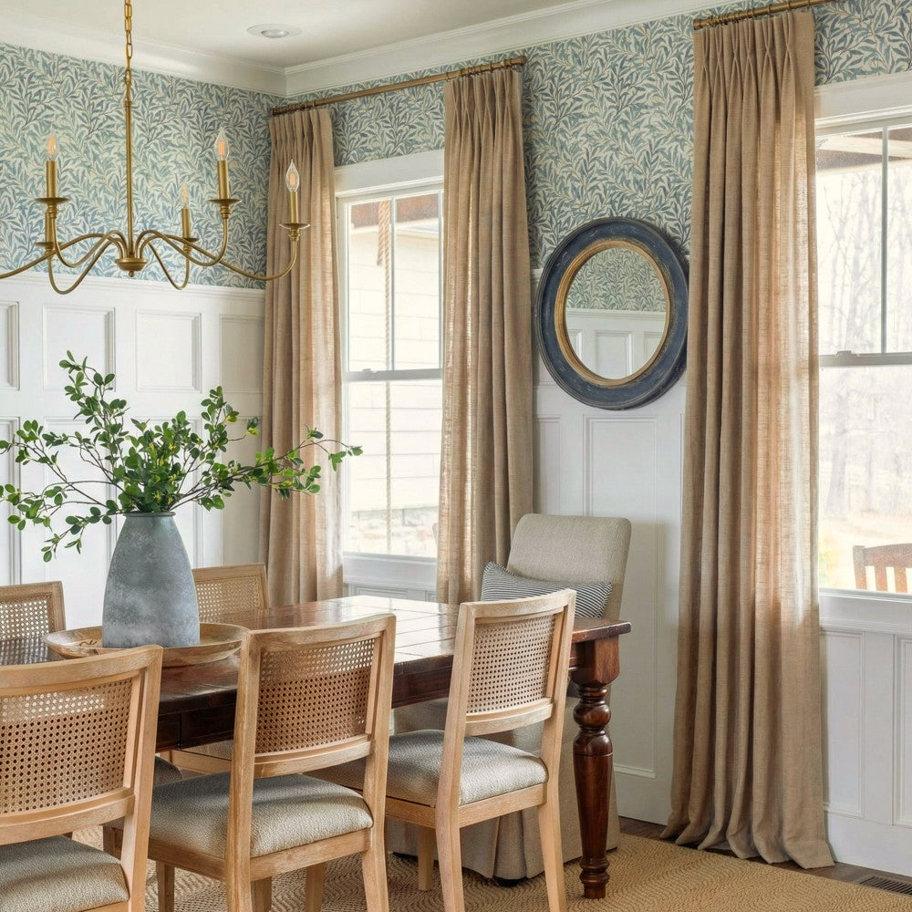 Grasso Green 100% Linen Sheer Curtains