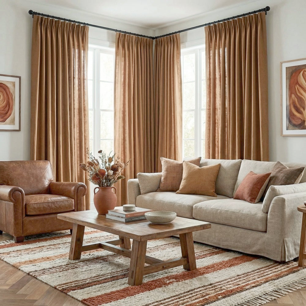 Grasso Green 100% Linen Sheer Curtains