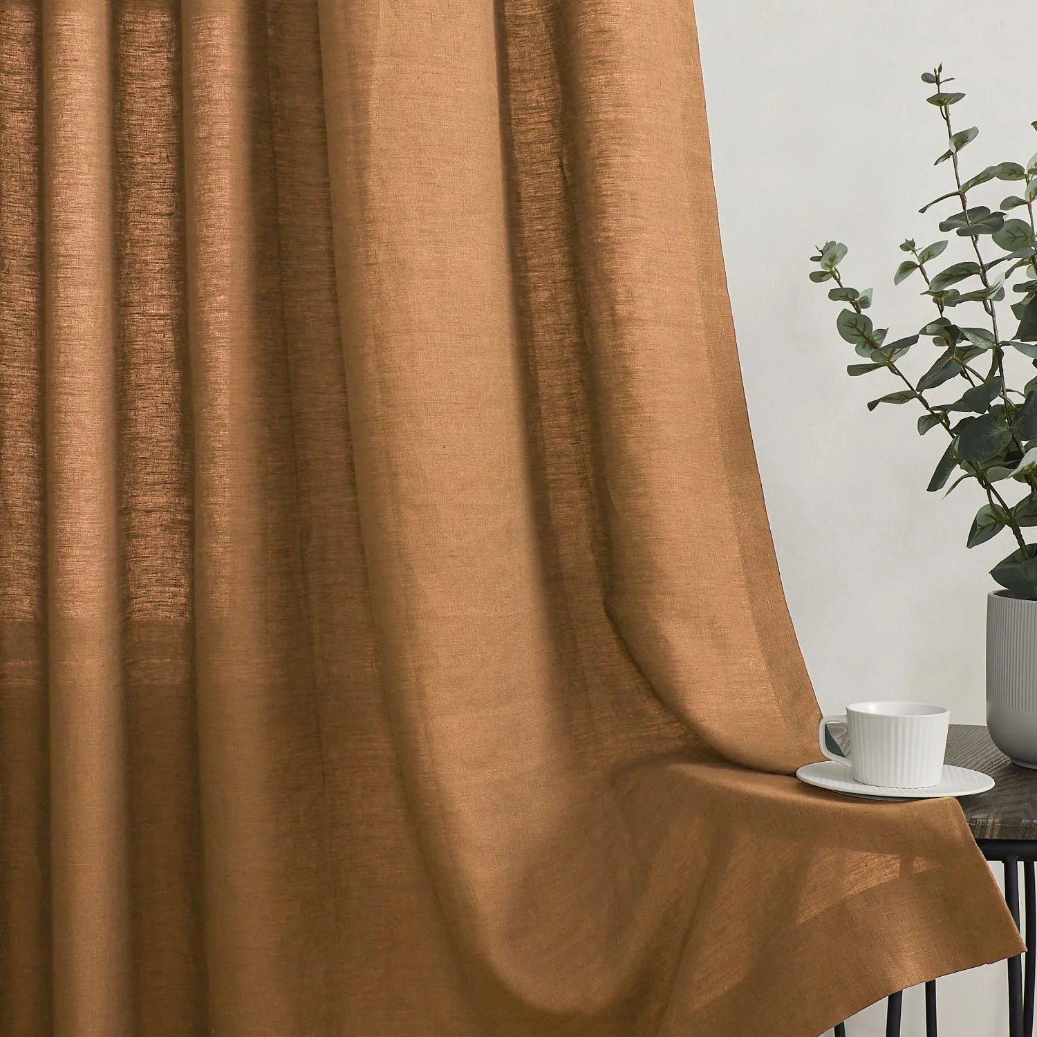 Grasso Green 100% Linen Sheer Curtains