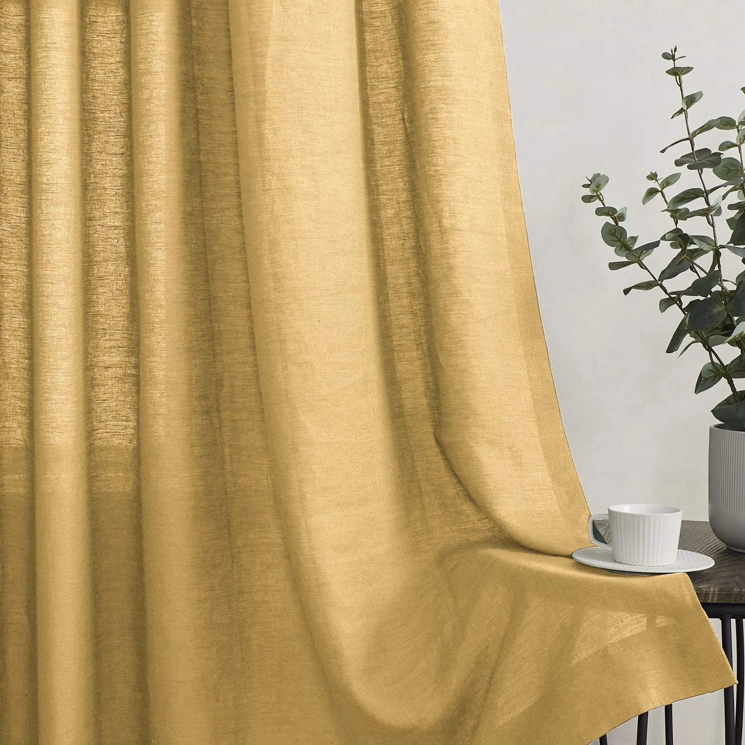 Grasso Green 100% Linen Sheer Curtains