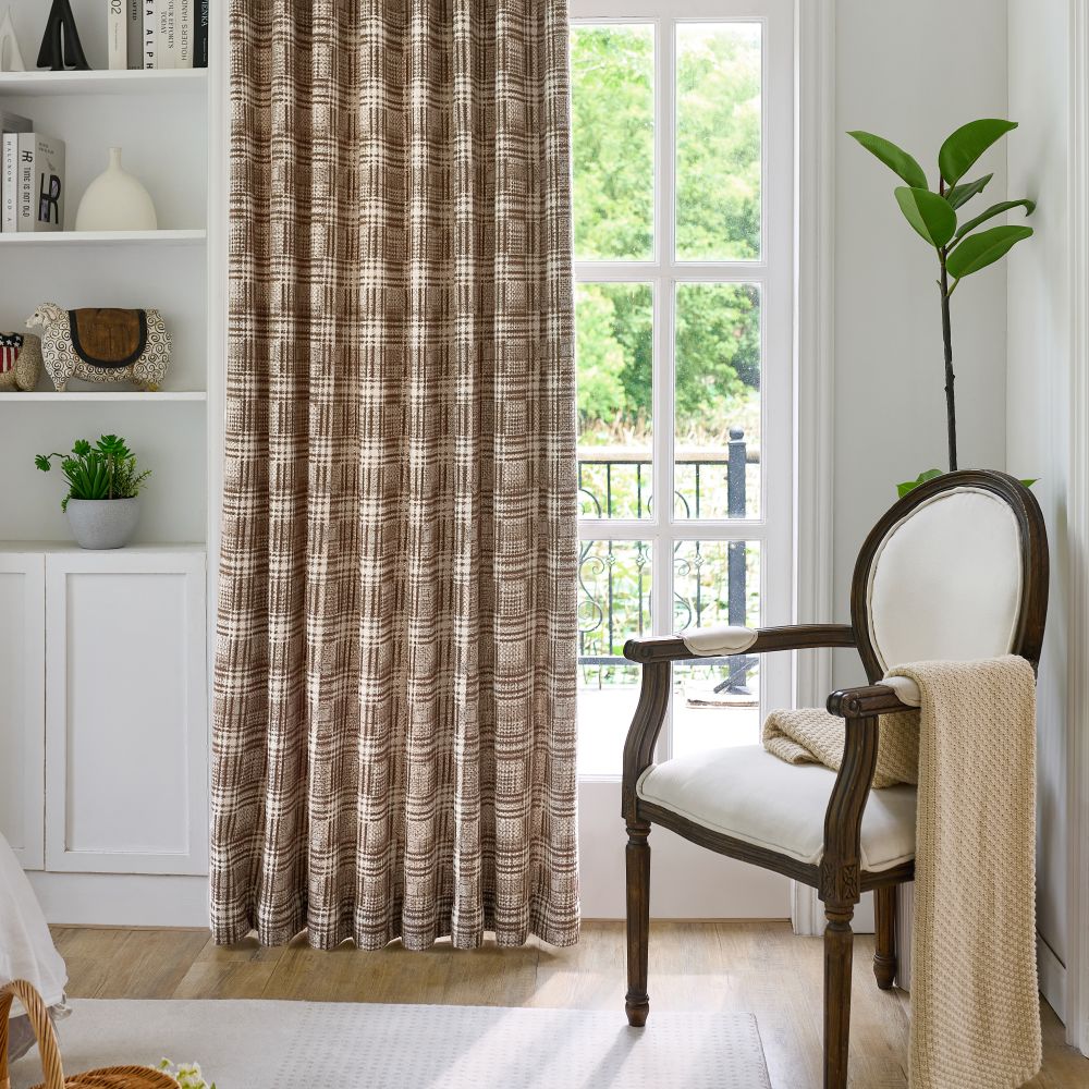 Hadley Modern Vintage Brown Plaid Curtains