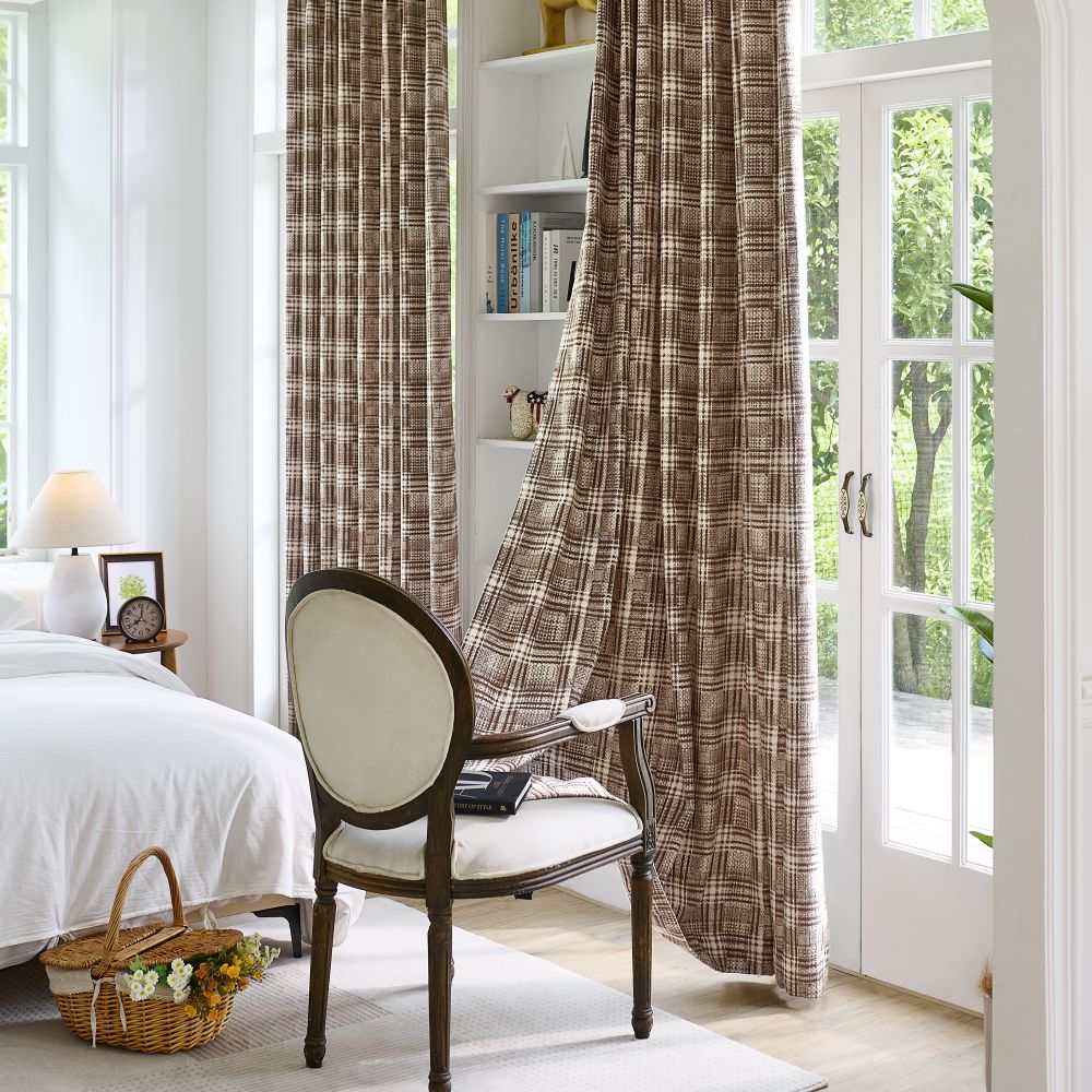 Hadley Modern Vintage Brown Plaid Curtains