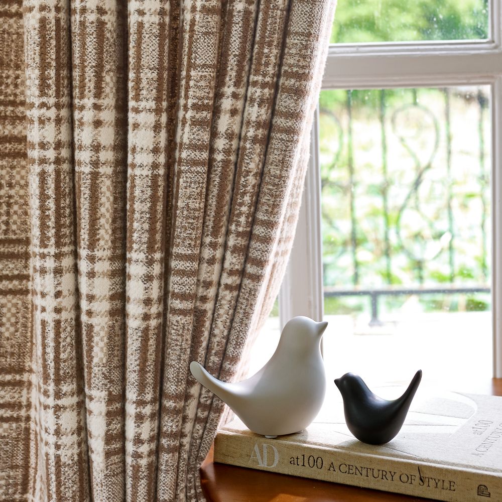 Hadley Modern Vintage Brown Plaid Curtains