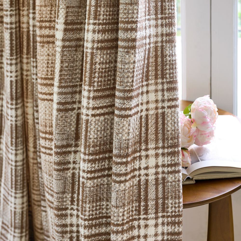 Hadley Modern Vintage Brown Plaid Curtains