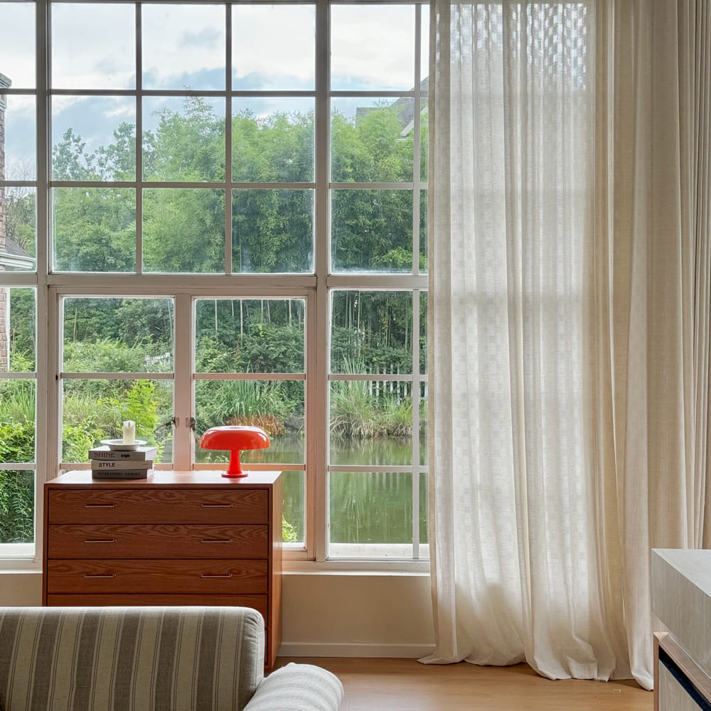 Harlow Plaid Textured Linen Sheer Curtains