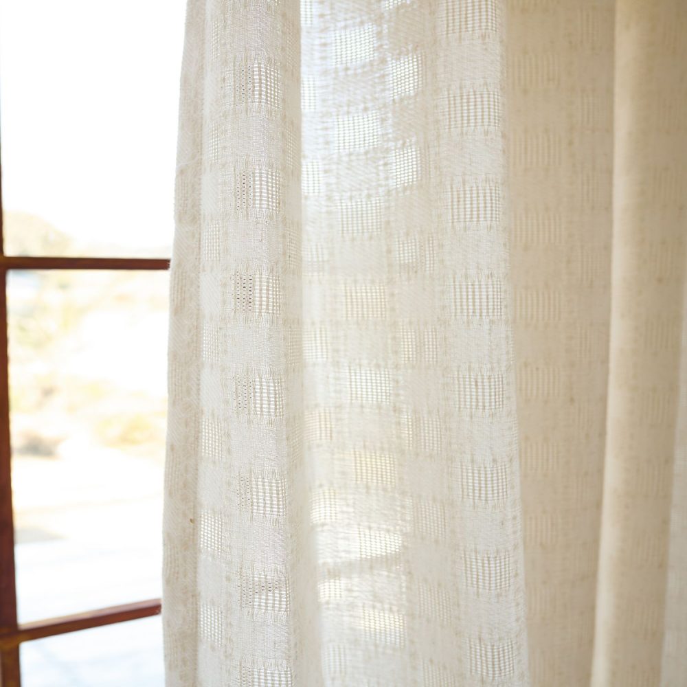 Harlow Plaid Textured Linen Sheer Curtains