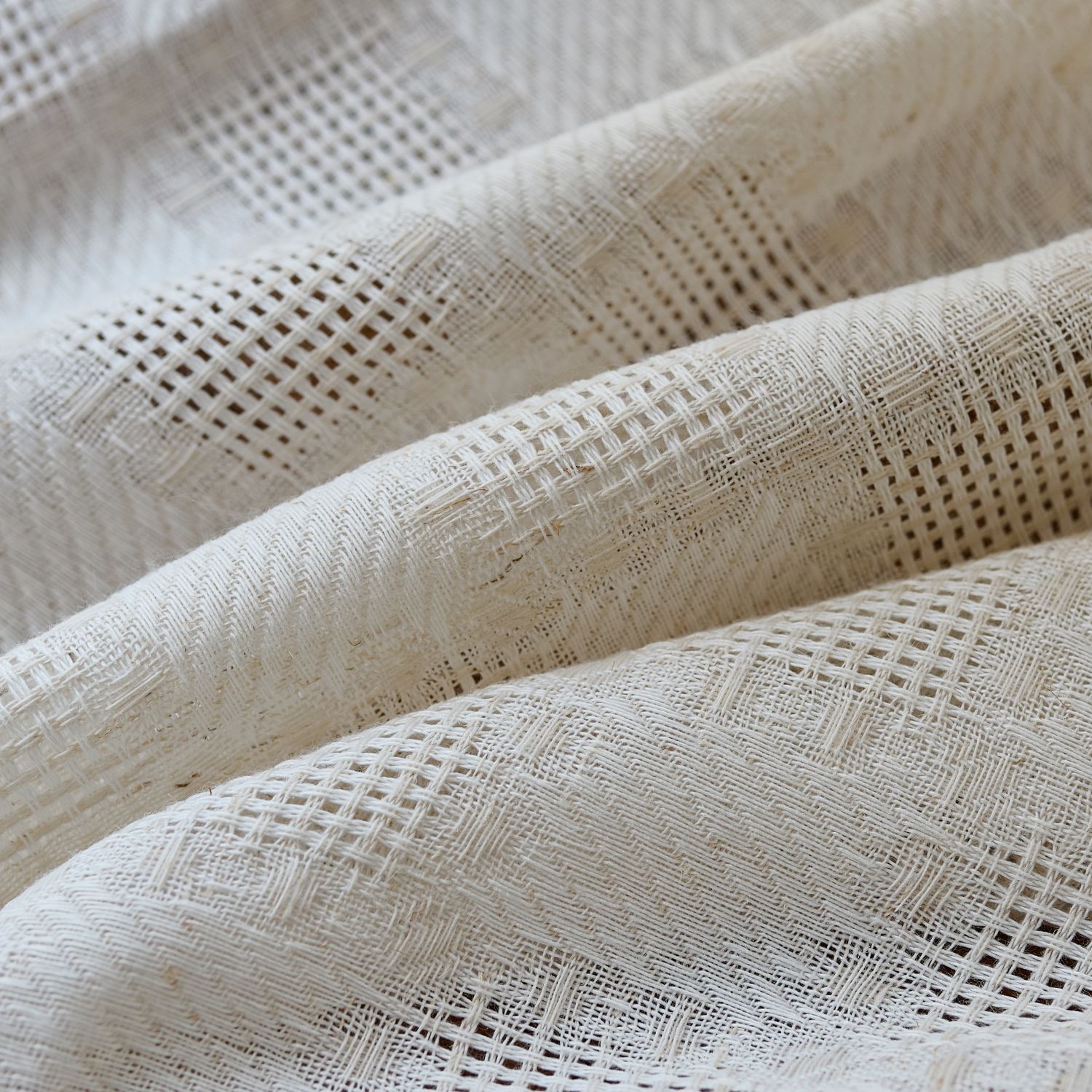 Harlow Plaid Textured Linen Sheer Curtains