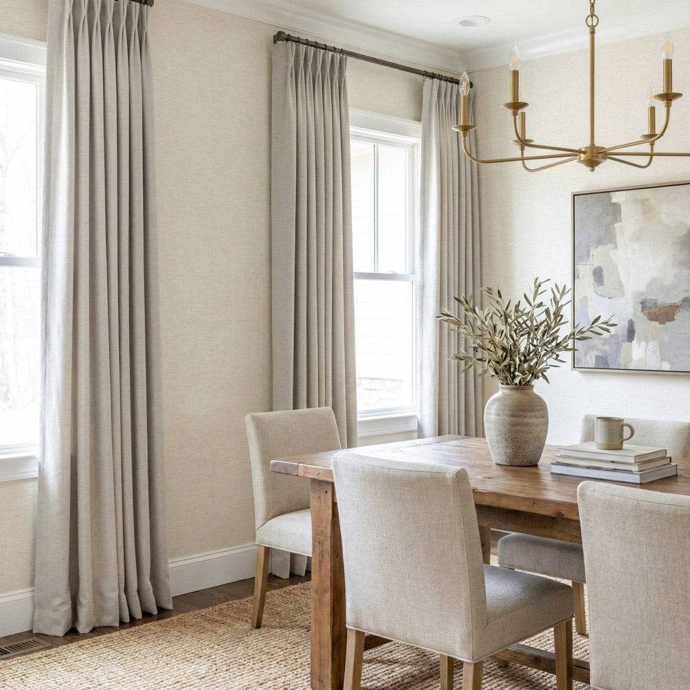 Hearty Pinstripe Textured 100% Blackout Curtains