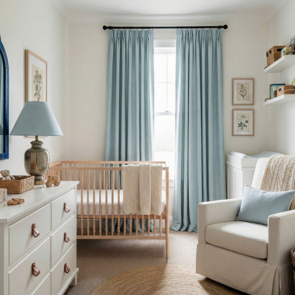 Hearty Pinstripe Textured 100% Blackout Curtains