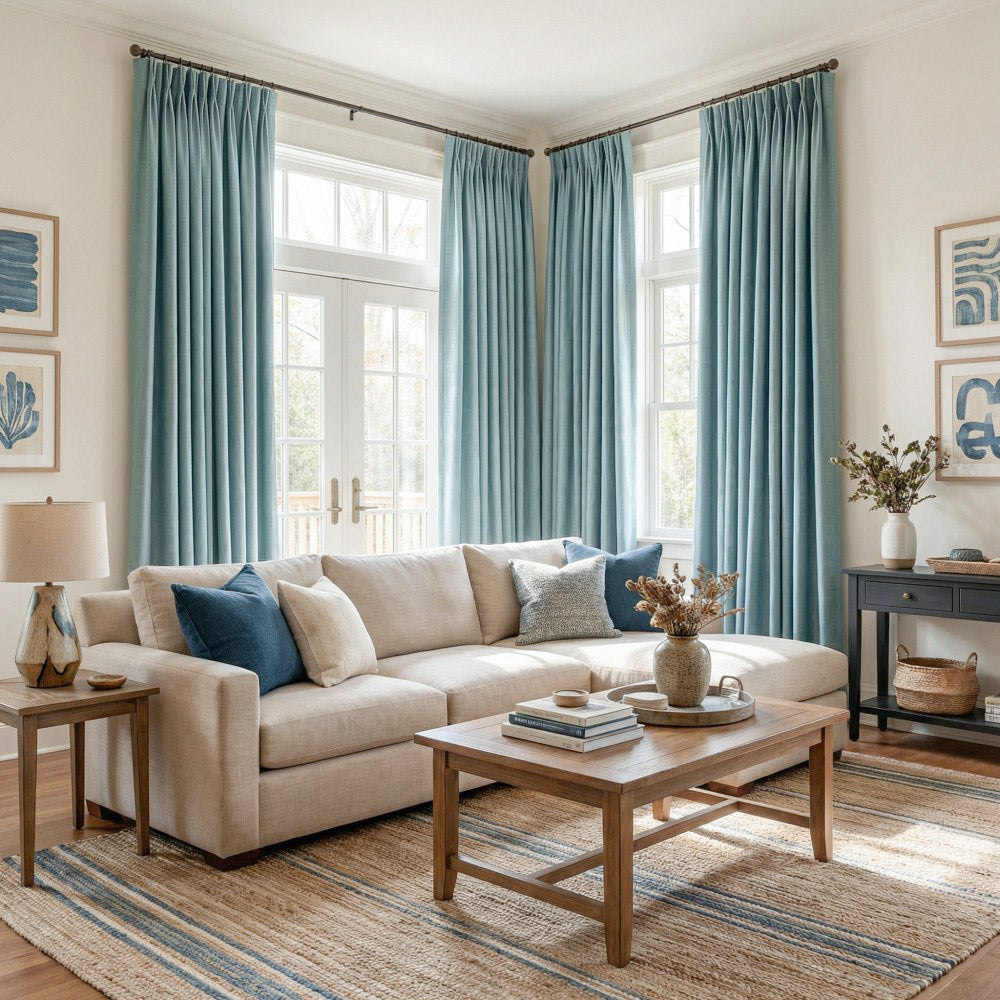 Hearty Pinstripe Textured 100% Blackout Curtains