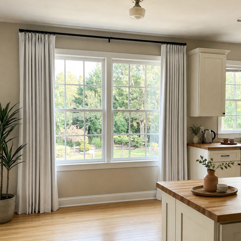 Hearty Pinstripe Textured 100% Blackout Curtains