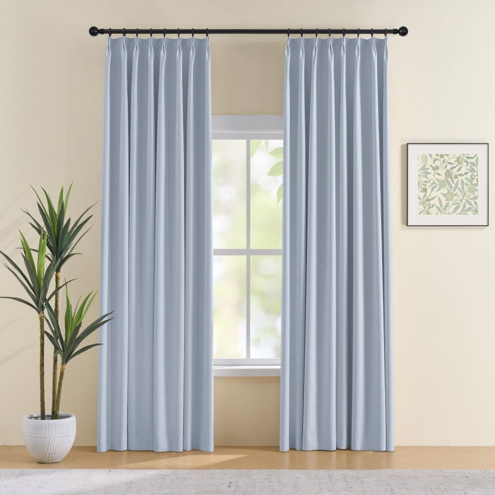 Hearty Pinstripe Textured 100% Blackout Curtains