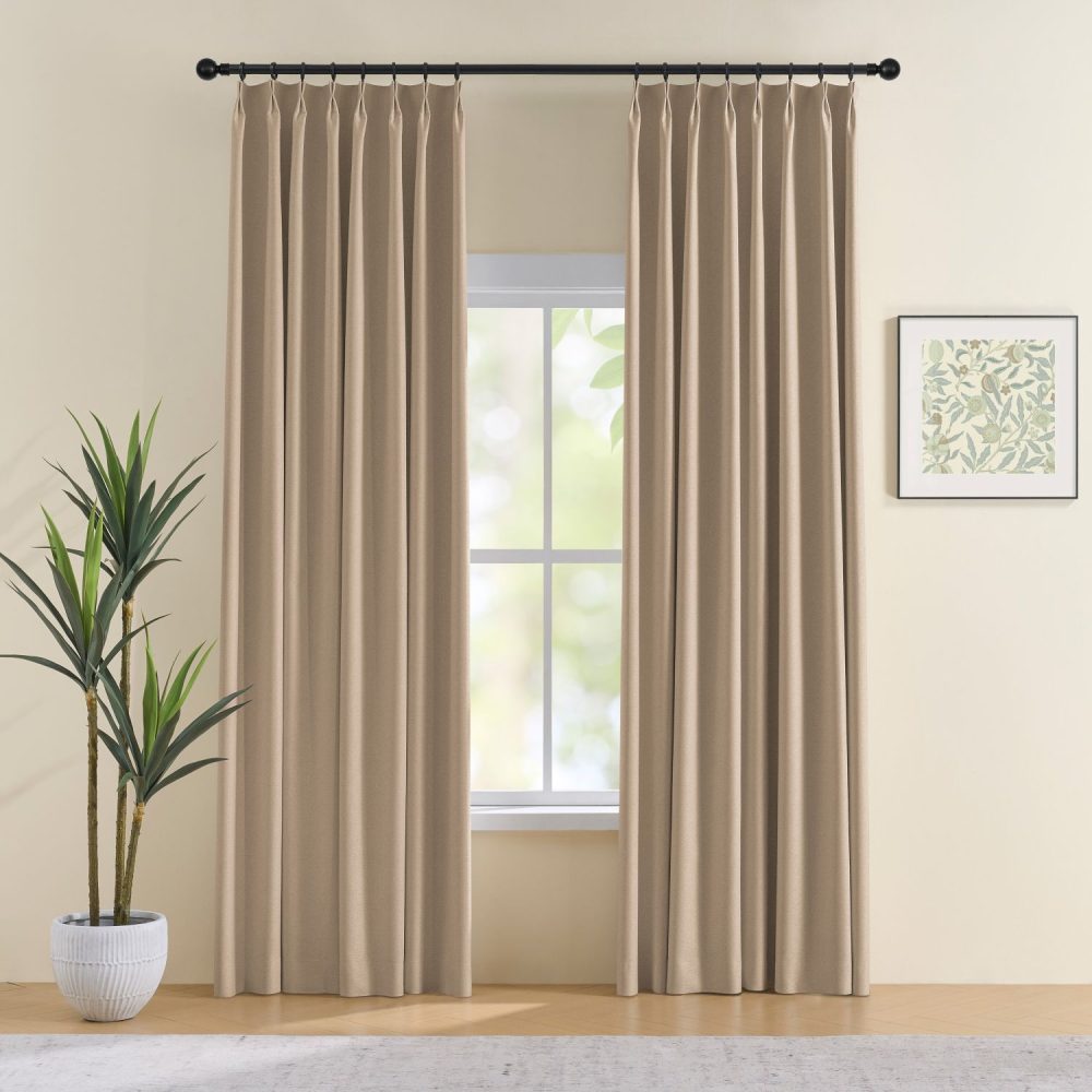 Hearty Pinstripe Textured 100% Blackout Curtains