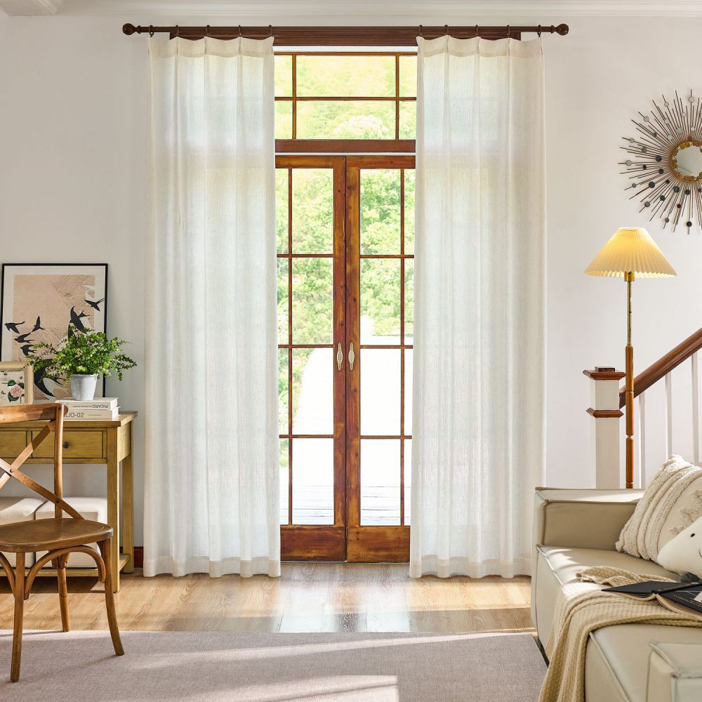 Helmi Loosely Woven Neutral Sheer Curtains